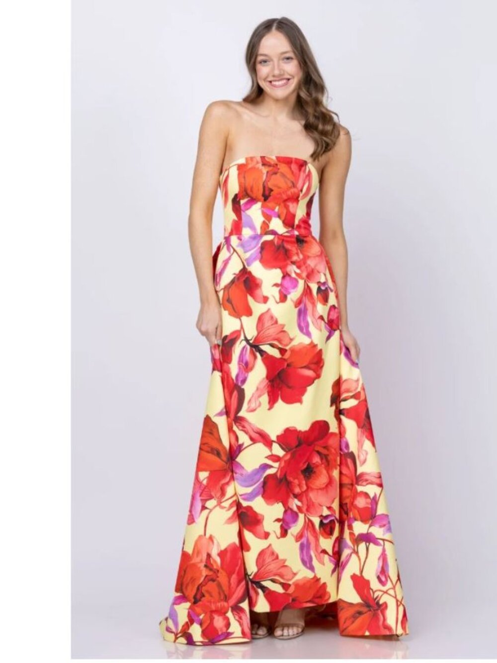 Milly Dorothy Printed Taffeta Dress in Lemon/Red | 6